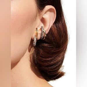 DEMARSON Axis Pavé Ear Cuff 12K Gold Plated Crystal Statement Earring